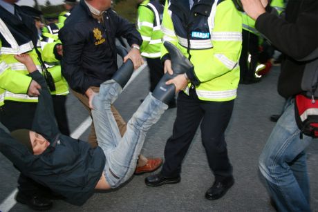 A young woman is dragged into the ditch 