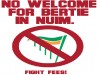 Sticker stating 'No Welcome' for Bertie on our campus