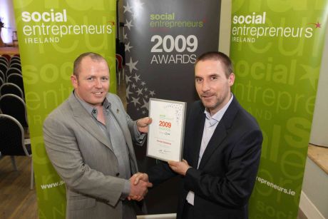 Declan Sweeney, ReConnect Autism, receives Social Entrepreneurs Ireland award from Sean Coughlan, Chief Executive of Social Entrepreneurs Ireland