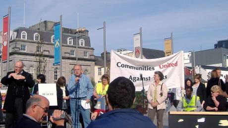 Brendan Smith speaks at Eyre Square