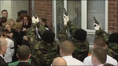 Three Volunteers fired shots in the air over the coffin