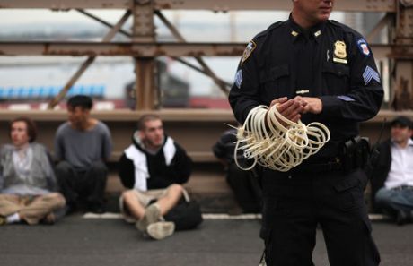 700+ arrested this morning on Brooklyn Bridge