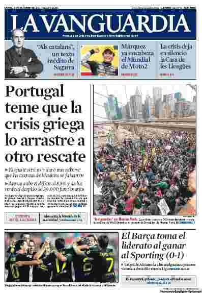 New York INDIGNADOS are front page news in Catalunya