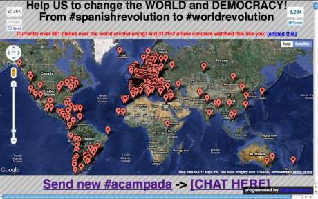 How the initial days of the #SPANISHREVOLUTION were supported around the planet (637 nodes)