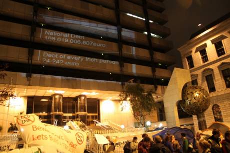 national debt clock on the wall of the Central Bank of Ireland