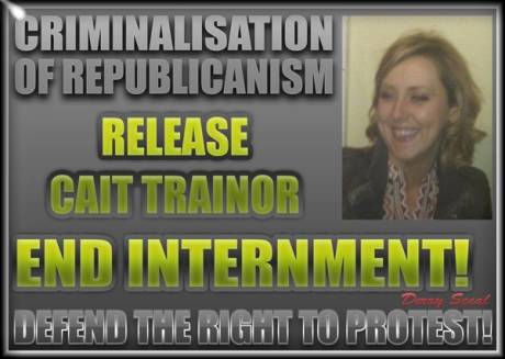 Cait Trainor - arrested by British thugs on Saturday 27th October 2012.