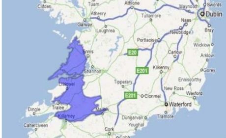 Target areas for fracking are: County Clare, County Limerick and North of Co. Kerry