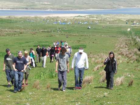 Gathering crew head off for a tour of the local area and the impact of the Corrib Gas Project.