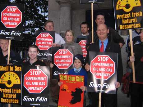 Protesters including local Councillor Daithi Doolin