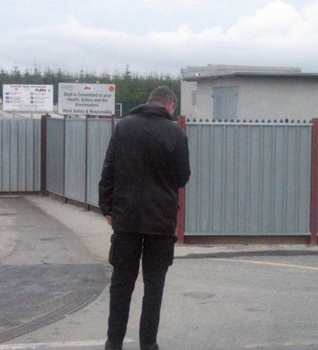 Protester at the refinery site this morning