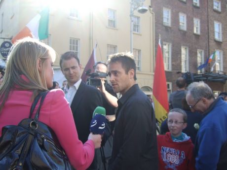 Stuart being interviewed at the Dáil 