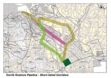 Click on image to see full-sized version Routes for Shell high pressure pipeline