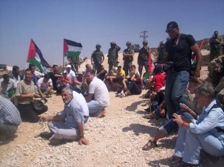 Demonstrating in a Closed Military Zone against the Apartheid Wall -  Walaje, Bethlehem
