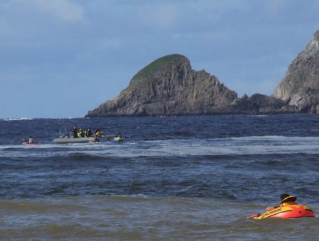 Out to investigate Irish navy rib. It had a cargo of bacon, unfortunately.