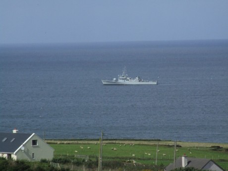 Shell War-Boat Orla on her way out of Broadhaven on Sunday afternoon