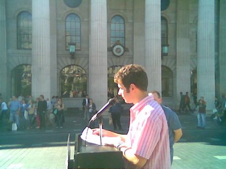 Richard Walsh, Derry , speaking at the Eve Rally.