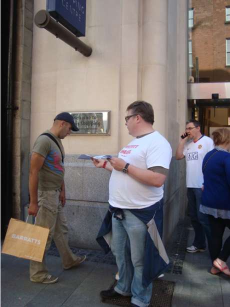 Leafletting outdside Jervis Street