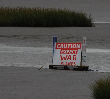 Warning sign in Shannon Estuary Lagoon