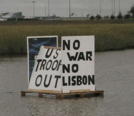 Shannon Estuary Lagoon anti-war signs