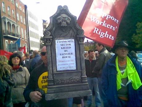 Protest against State cutbacks , Dublin , Wednesday 29 September 2010.