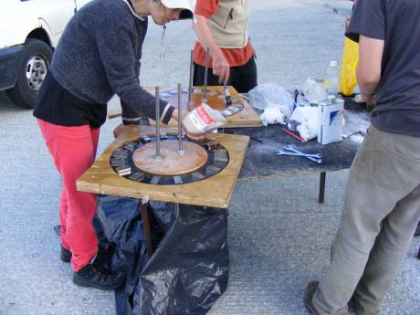 Adding the resin to make up the 2 rotor disks