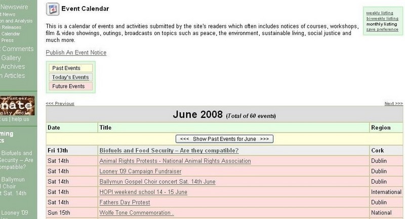 Fig 4.7: Events Monthly Mode Display